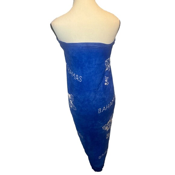 Royal BLUE & WHITE Floral Bahamas Swimsuit Dress Skirt Cover Up One Size - Picture 5 of 5